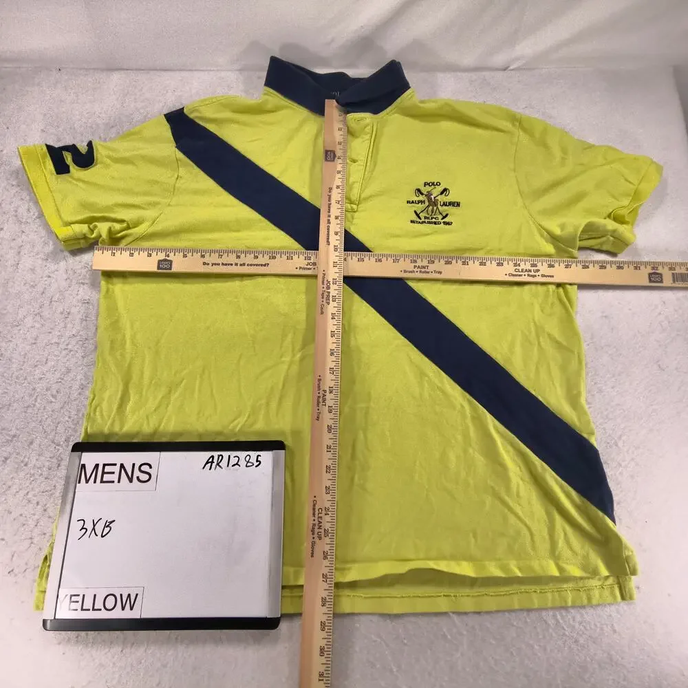 Polo Ralph Lauren Short Sleeve Collared Polo Shirt Mens Size 3XB Yellow Blue